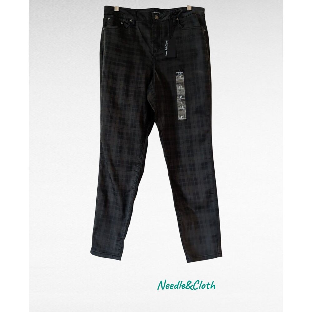 NWT   Needle & Cloth Green Tartan Plaid Skinny Ankle Pants   Sz 14